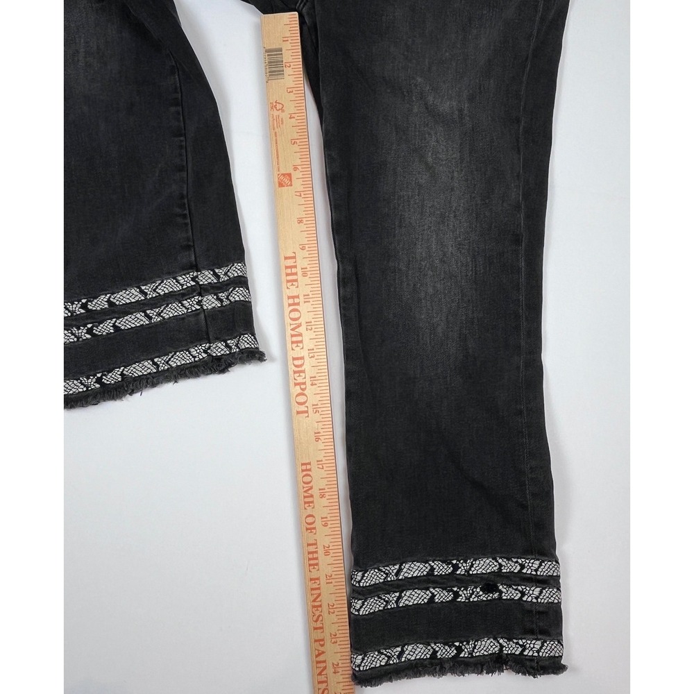 Driftwood Colette Black Raw Frayed Hem Jeans Tag 32x26 Faded Animal Print Trim - Picture 6 of 8